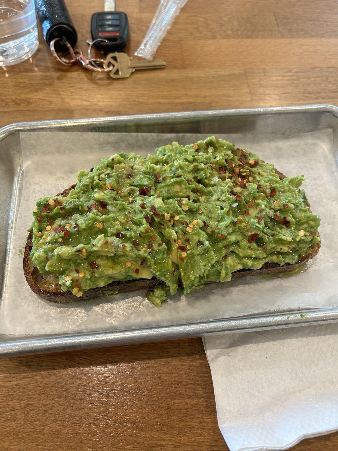 calorie estimate in this avocado toast with olive oil, lemon juice red