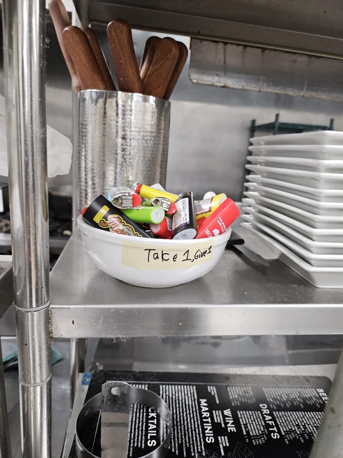 Front of house has a bowl of mints, back of house has....