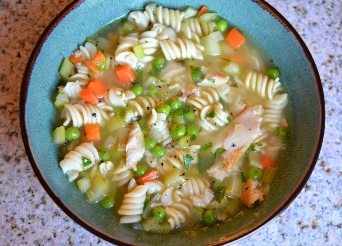 Chik'n soup for snacking, 2.5 cups = 191 cals & 14 g protein