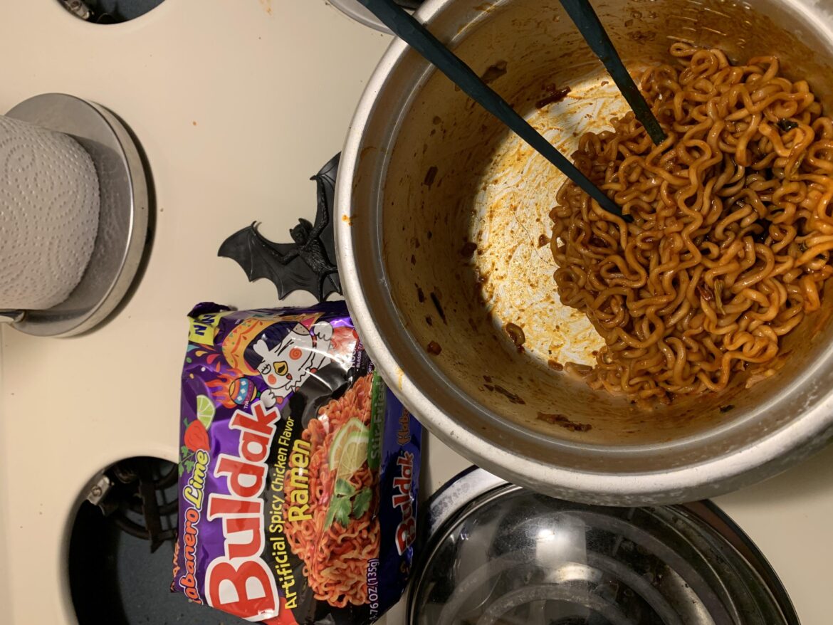 I put teriyaki sauce, half the packet and butter.