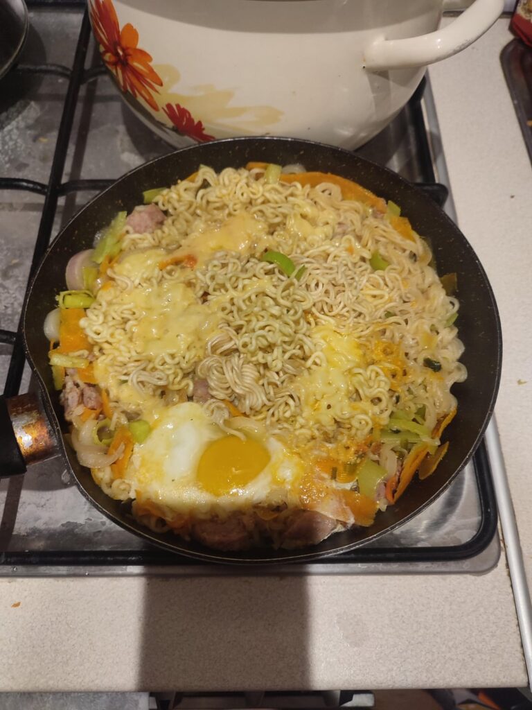 Kimchi ramen with addons.