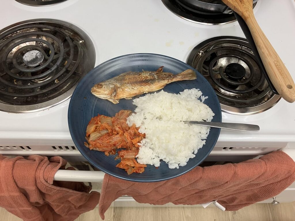 Homemade Gulbi-gui (굴비구이) with Rice and Kimchi