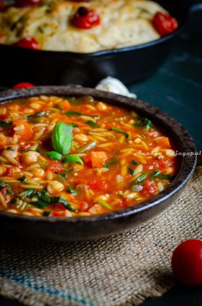 Chickpea orzo soup