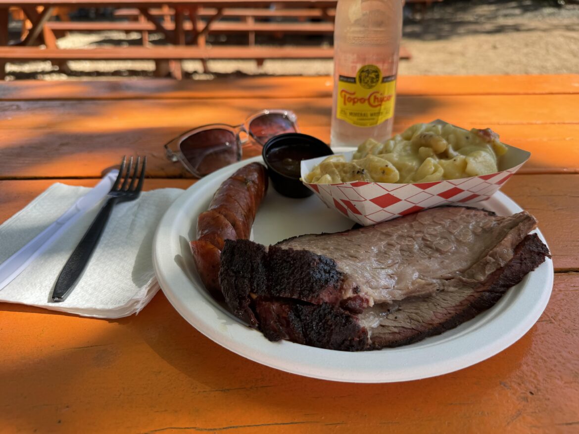 rollin’ smoke: shells & cheese were delicious, jalapeño-cheddar sausage was solid, really let down by the brisket…