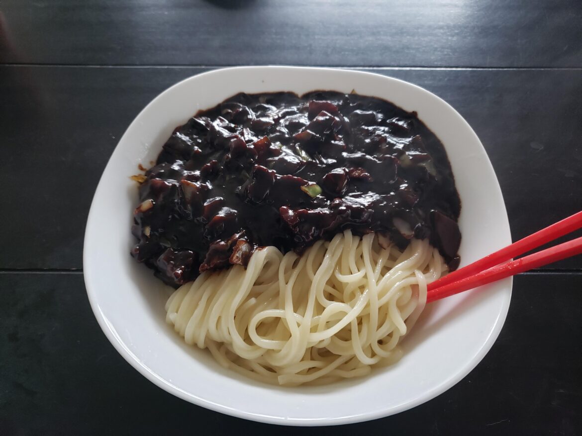 Homemade jjajangmyeon.