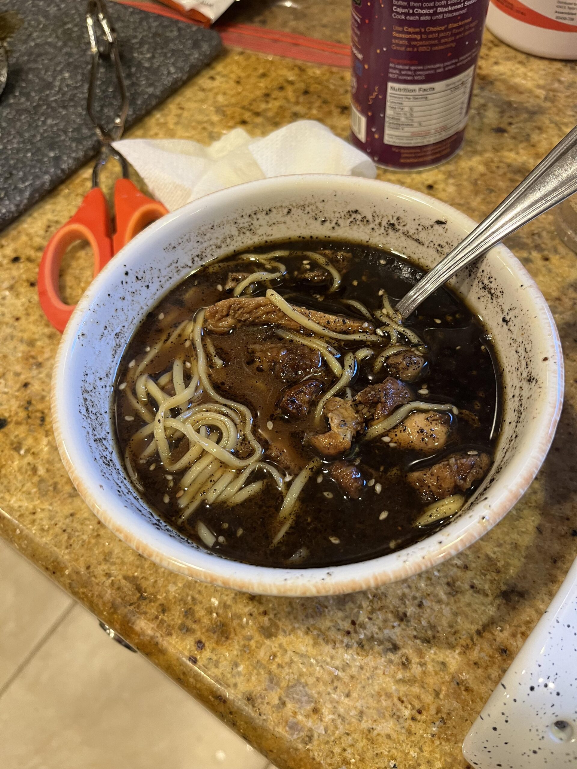 Cajun/creole cooking and ramen go hand in hand. Looks odd taste great
