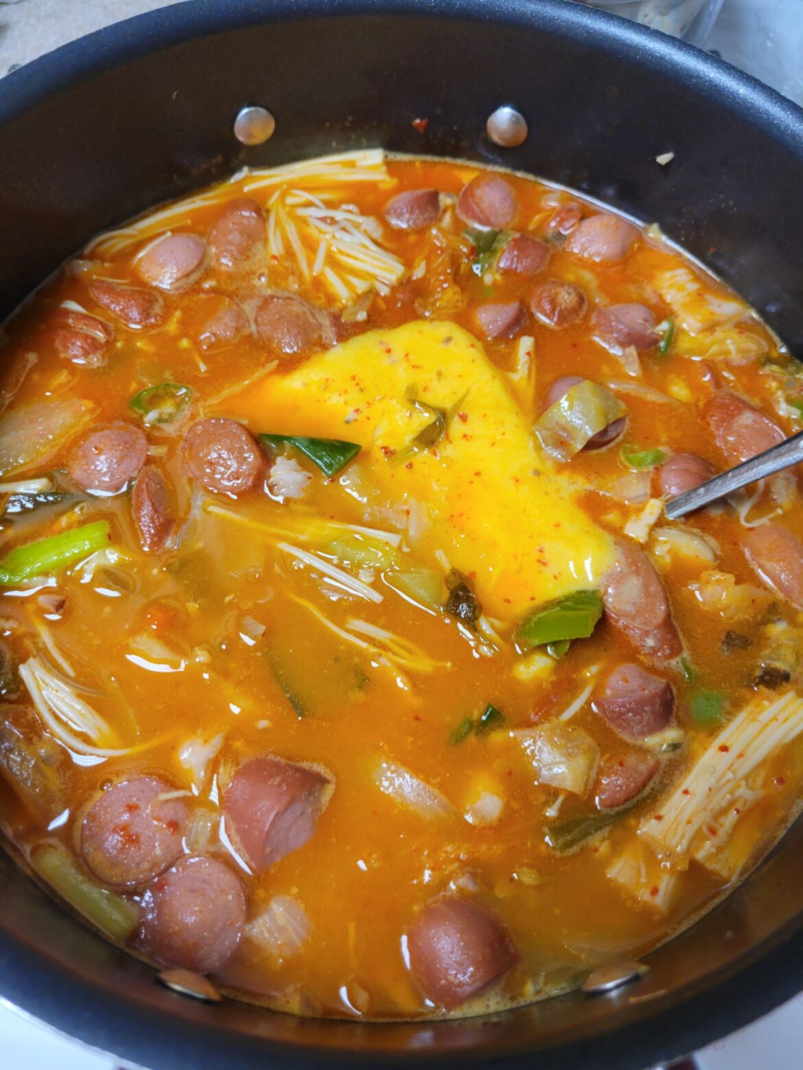 Pete Buttigiegae, army base stew. No spam so this one was 2 kinds of hot dogs and bacon.