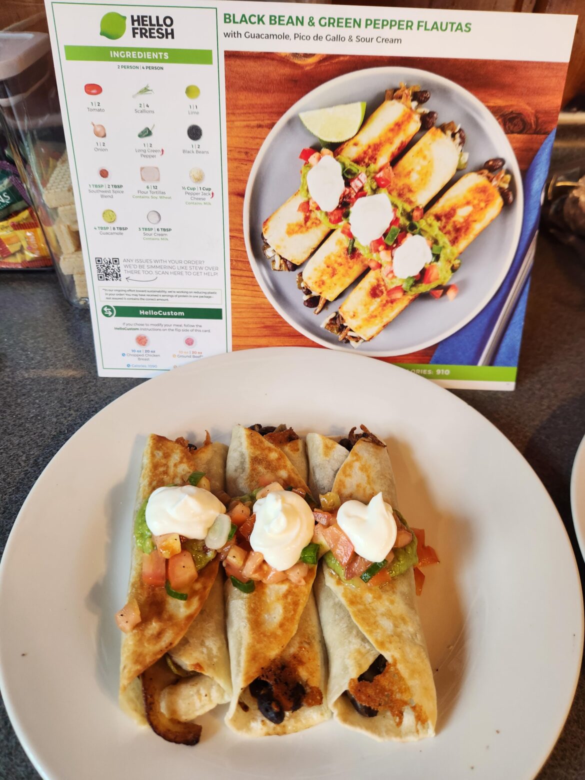 Black Bean and Green Pepper Flautas