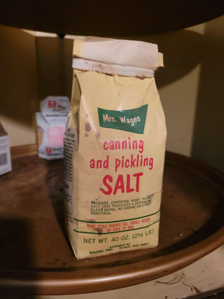At an estate sale, found an unopened package of pickling salt.