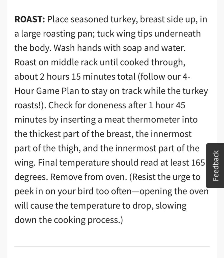 Hello Fresh: Thanksgiving Turkey cooking question