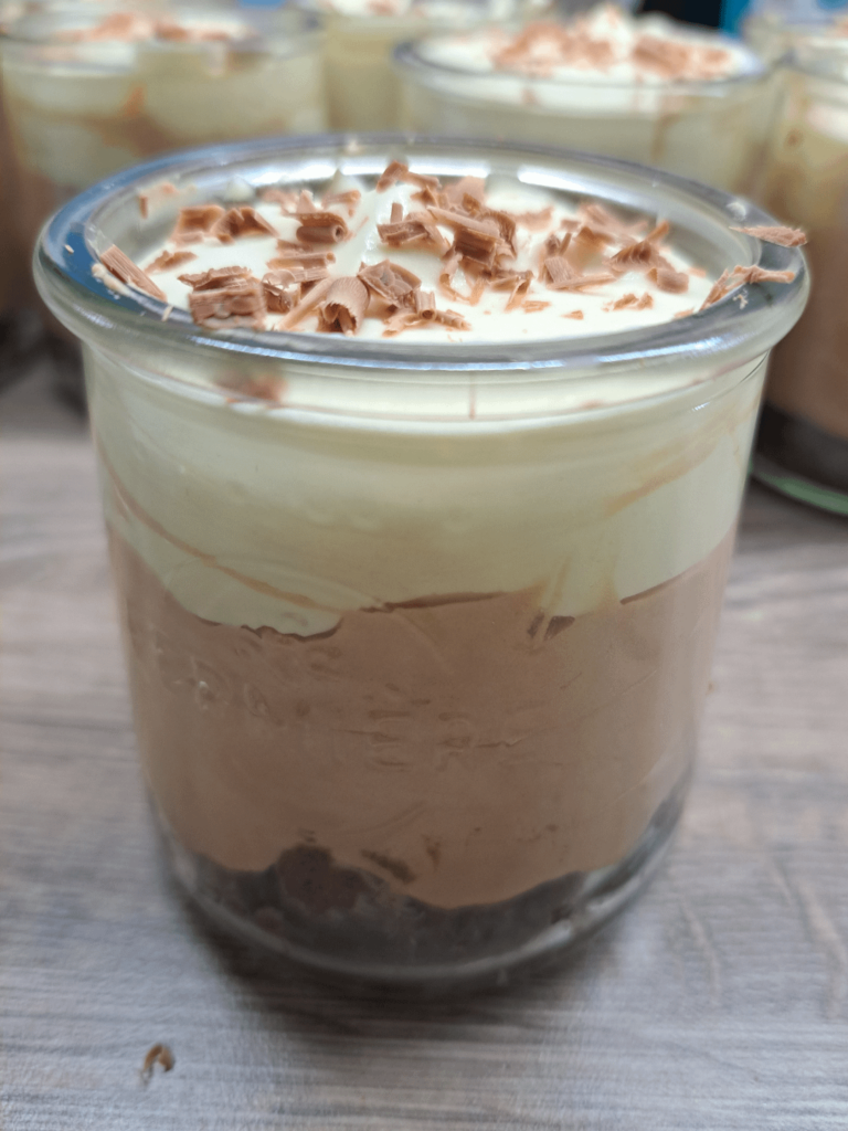 Milk and white chocolate mousse