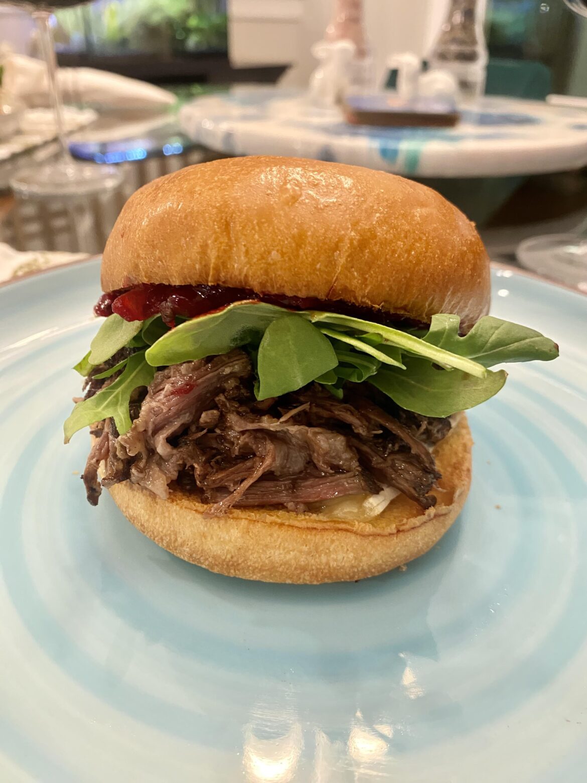Sandwich!!! Short ribs, ginger cranberry sauce, arugula, and brie