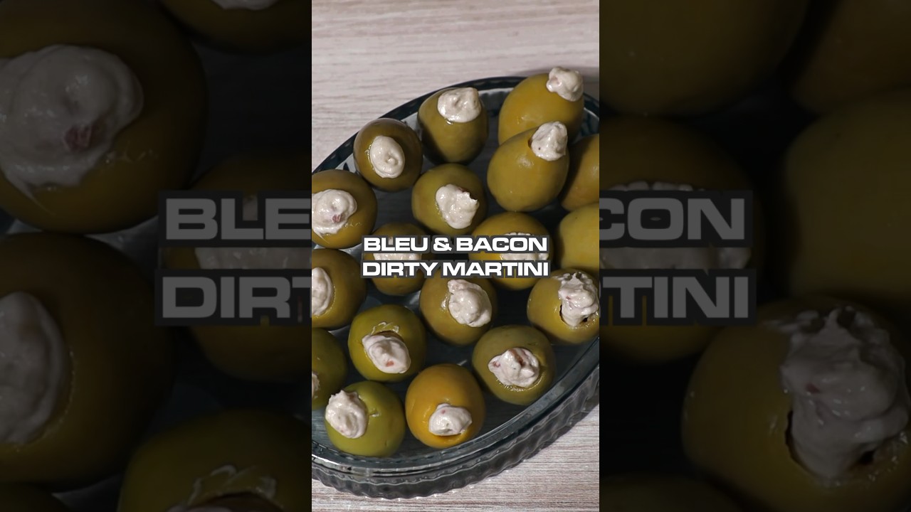 The Best Homemade Stuffed Olives! Delicious Bacon Blue Dirty Martini