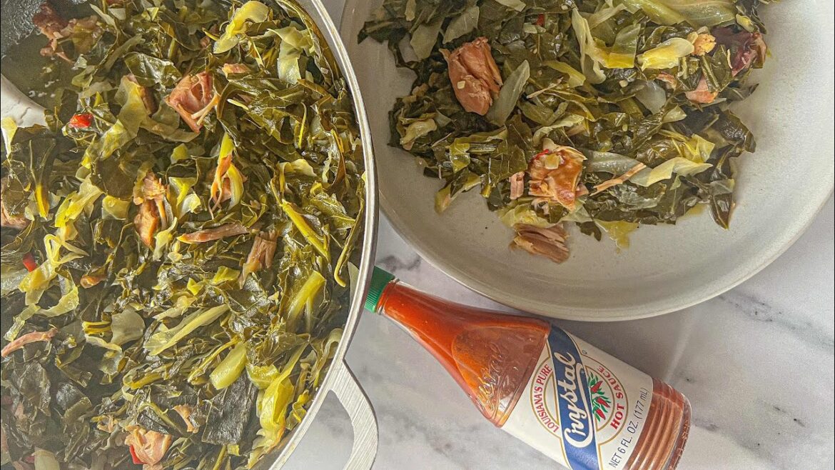Collard Greens and Cabbage with smoked Turkey - mixed greens step by step recipe