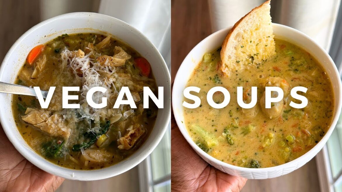One-Pot Vegan Soups (Cooking ASMR) |  Broccoli, “Cheddar” & Gnocchi Soup + Vegan Chicken & Orzo Soup
