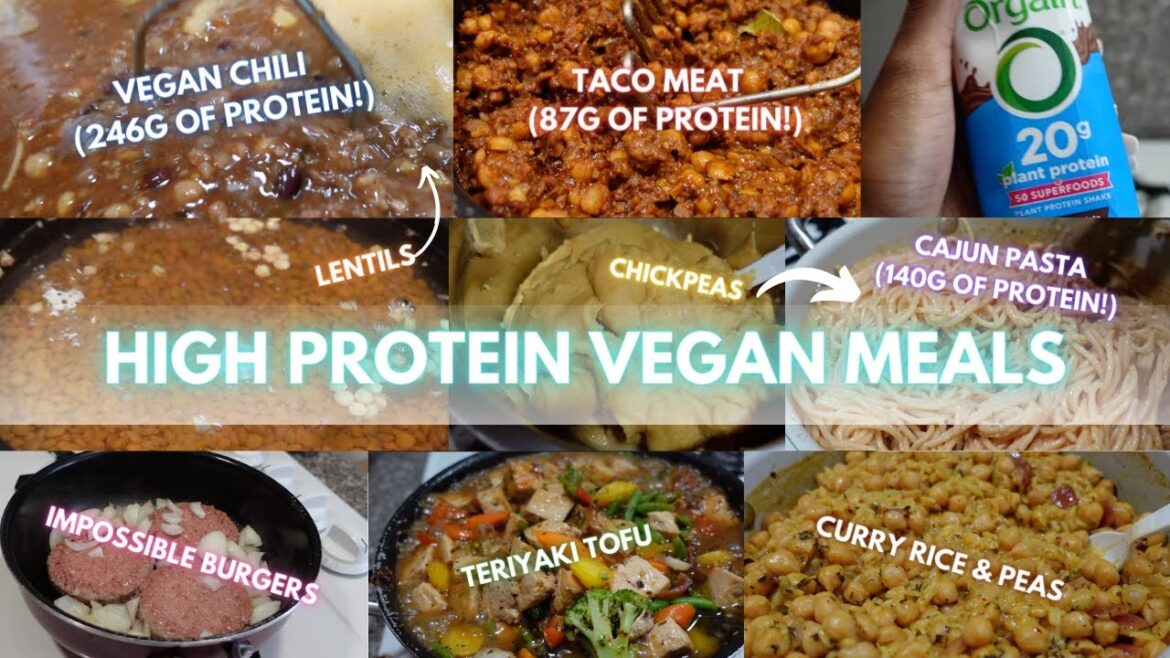 high protein vegan meals | easy vegan dinner ideas, plant protein, building muscle