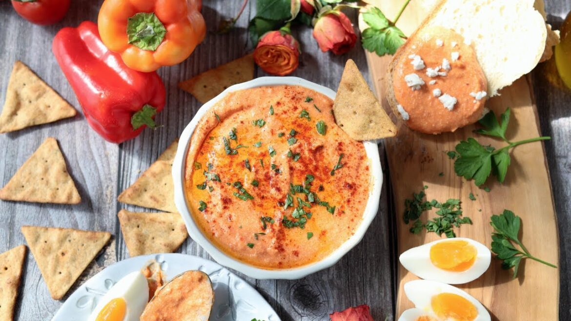 Roasted Red Pepper Dip with Feta and Hard Boiled Eggs Roasted Red Pepper Dip with Feta and Hard Boiled Eggs