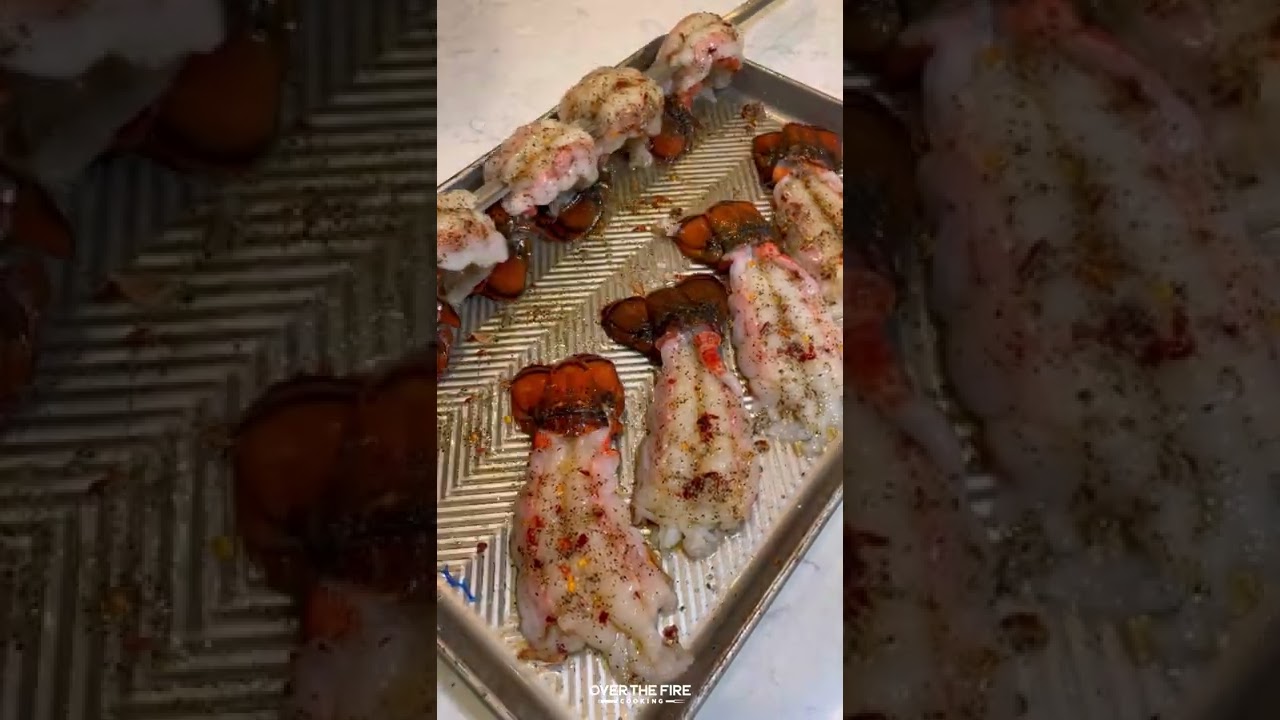 Lobster Tail Skewers w/Garlic Teriyaki Glaze Recipe Over The Fire Cooking by Derek Wolf