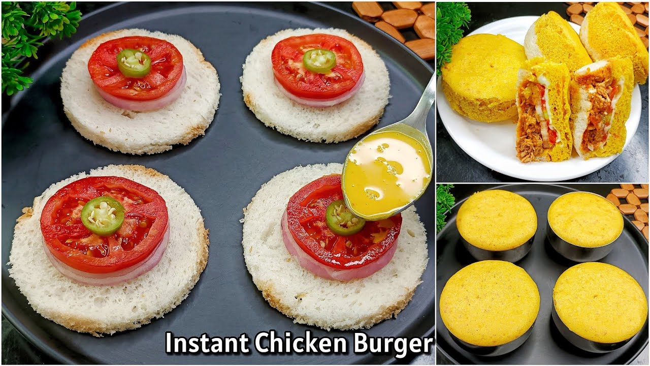 Instant Chicken Burger Recipe Without Burger Bun Chicken Snacks