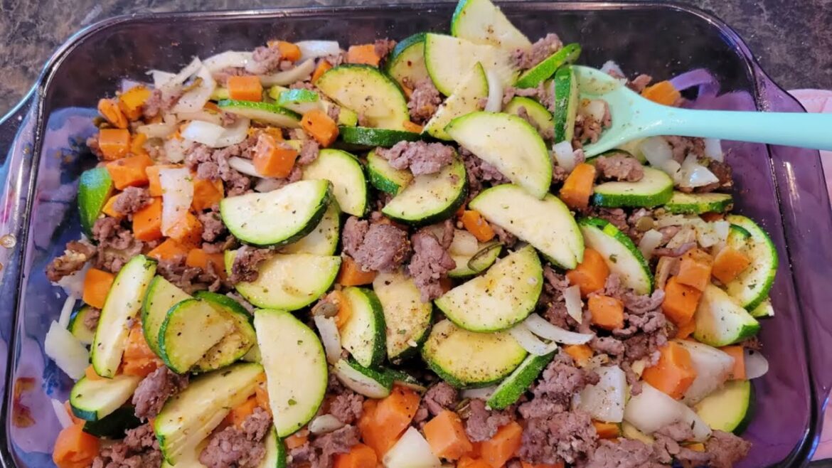 Healthy Ground Turkey Sweet Potato Zucchini Casserole Dish