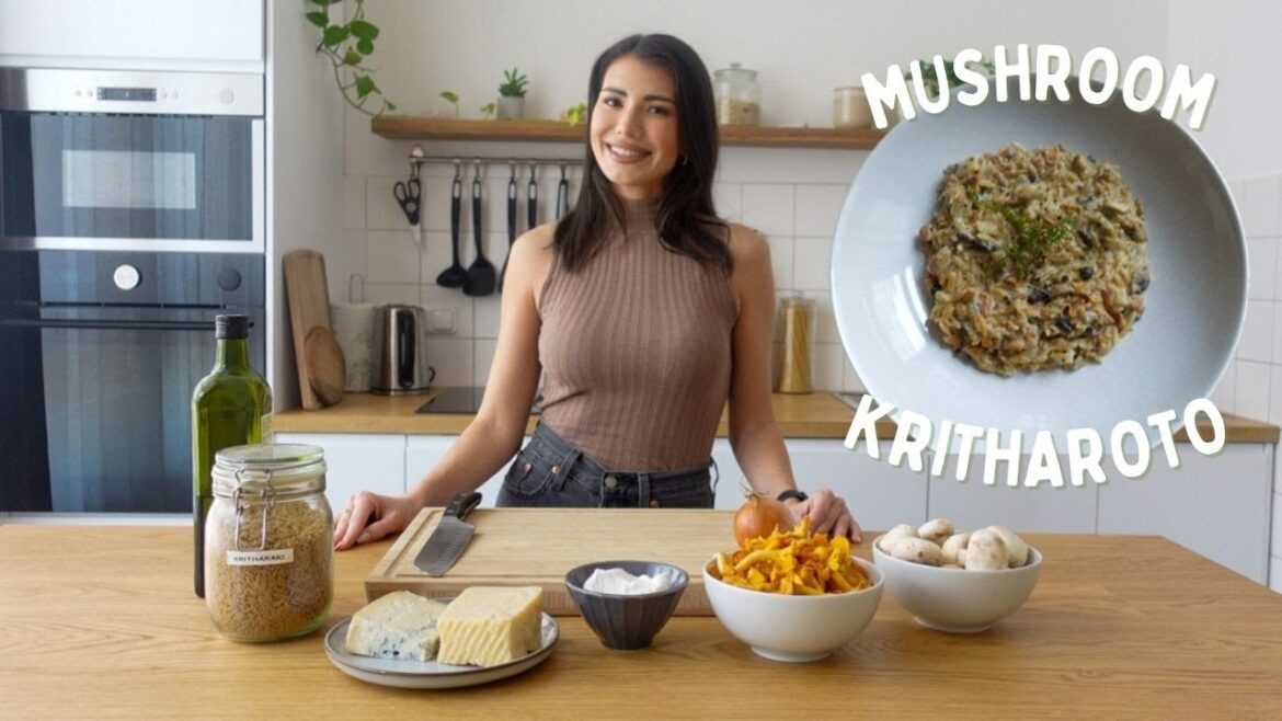 Mushroom Kritharoto with Parmesan & Gorgonzola by Annie Papatheodorou