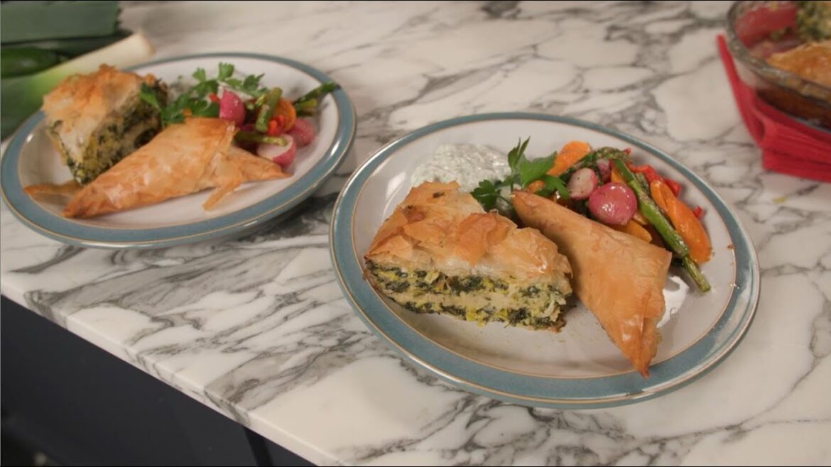 Wild Green Spanakopita with Tzatziki