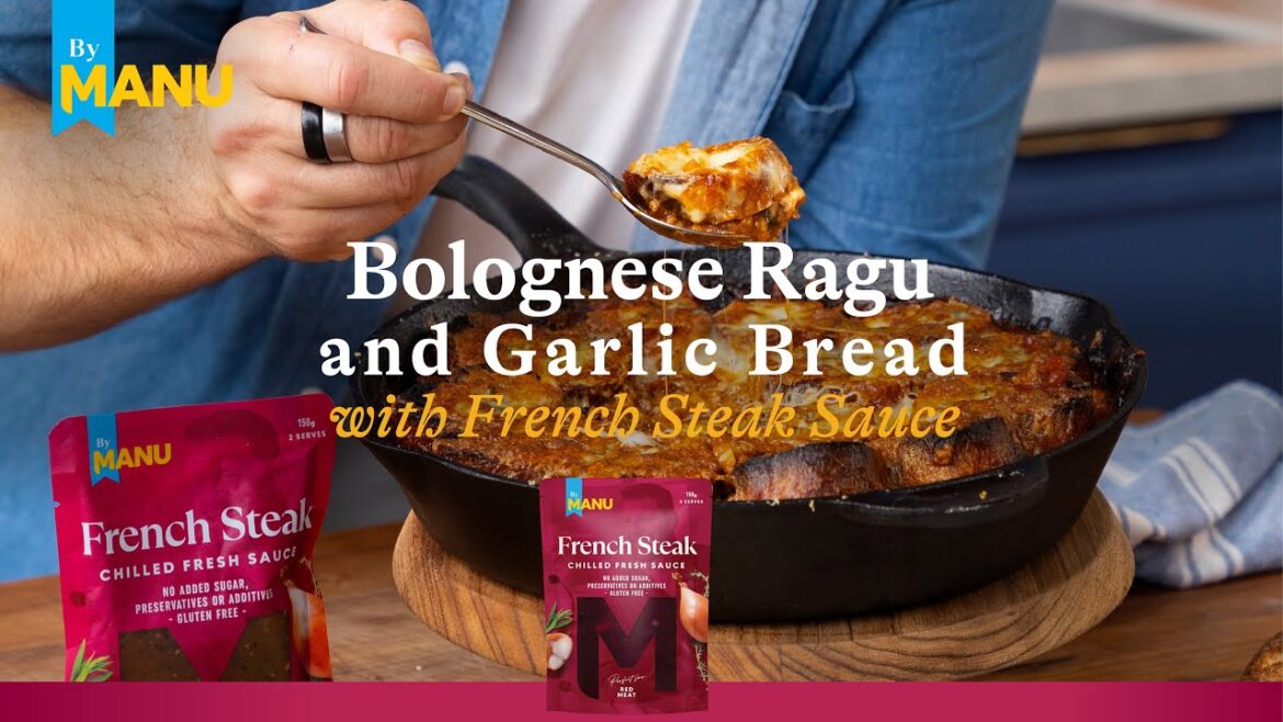 Bolognese Ragu and Garlic Bread with French Steak Sauce by Manu