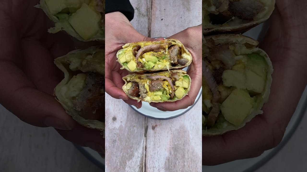 BBQ Breakfast Burrito with bacon and sausage BBQ breakfast ideas uk & BBQ brunch recipe