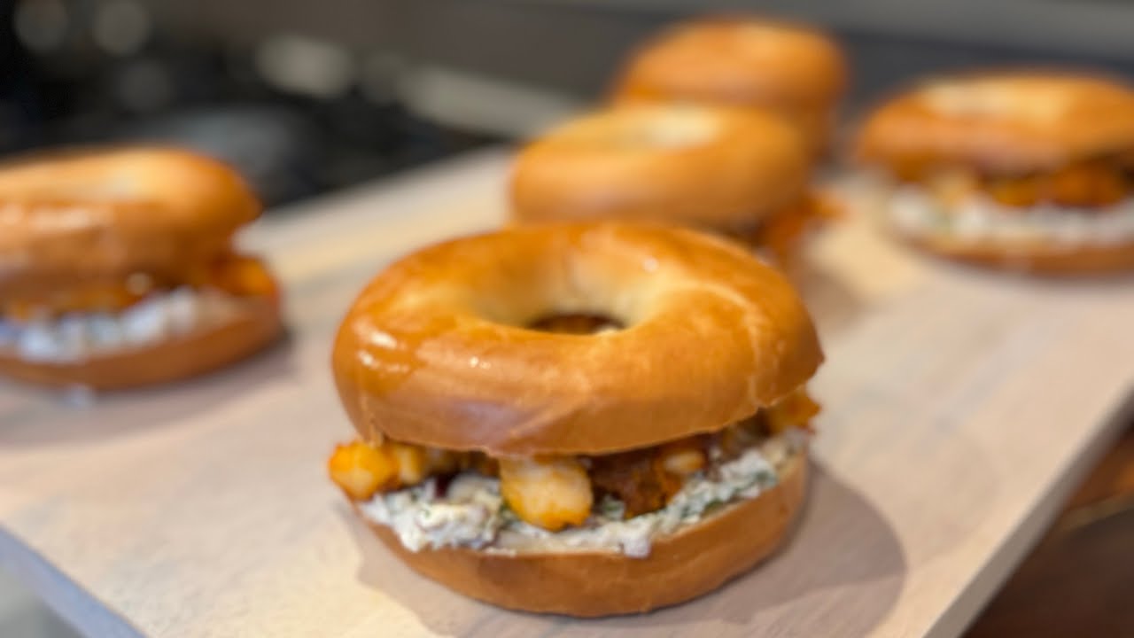 Cream cheese chilli chicken bagels Dining and Cooking