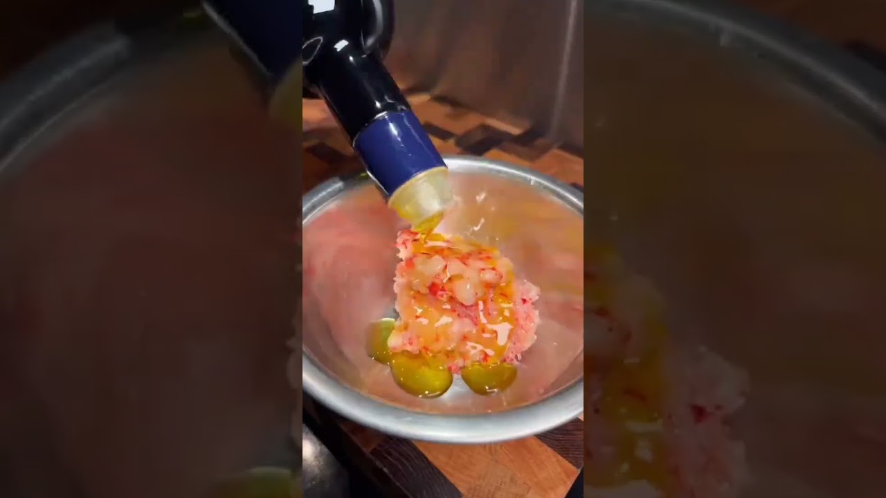 Home cooking session Red Prawn Linguine with Carabinero Tartare. Full