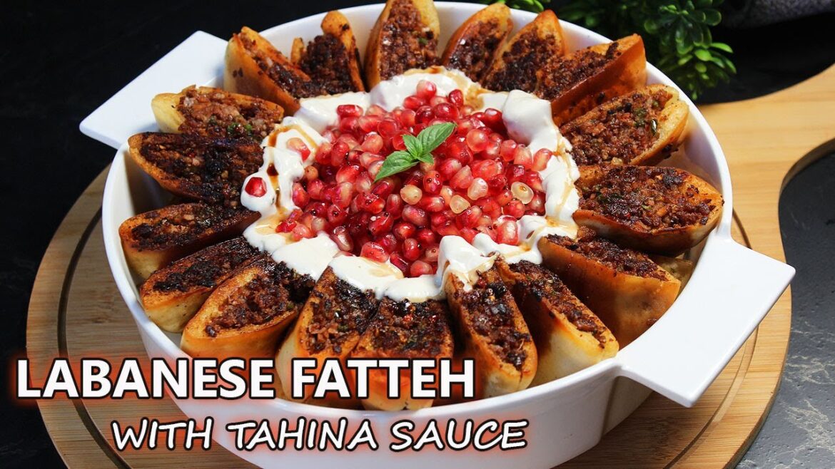 Lebanese Fatteh Sandwich in Arabic Pita Bread with Tahina Sauce I Lebanese & Egyptian Famous Recipe