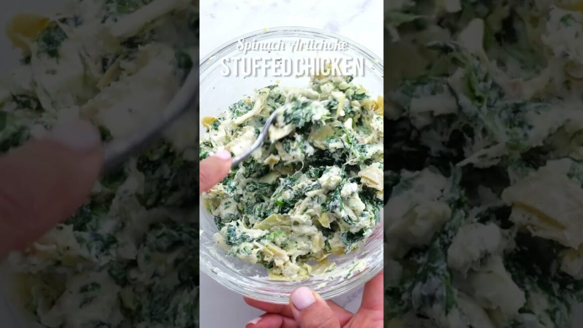 Spinach Artichoke Stuffed Chicken #shorts Spinach Artichoke Stuffed Chicken #shorts