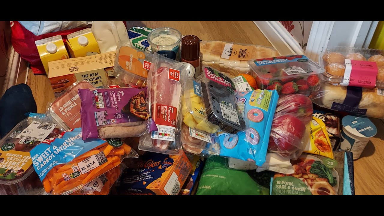 23/12/2023. Christmas food shopping haul grocery delivery from asda