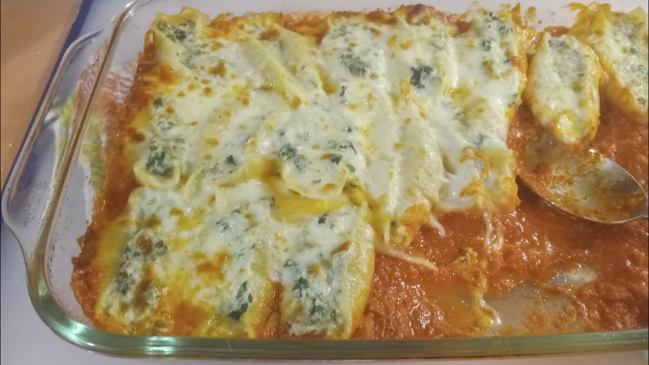 Vodka Sauce Mushroom Spinach Ricotta Stuffed Shellspastarecipe 