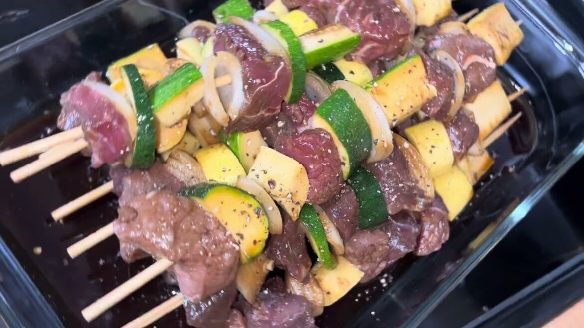 Delicious Grilled Teriyaki Shish Kebabs with Beef, Onion, Squash and Zucchini | Start to Finish Delicious Grilled Teriyaki Shish Kebabs with Beef, Onion, Squash and Zucchini | Start to Finish