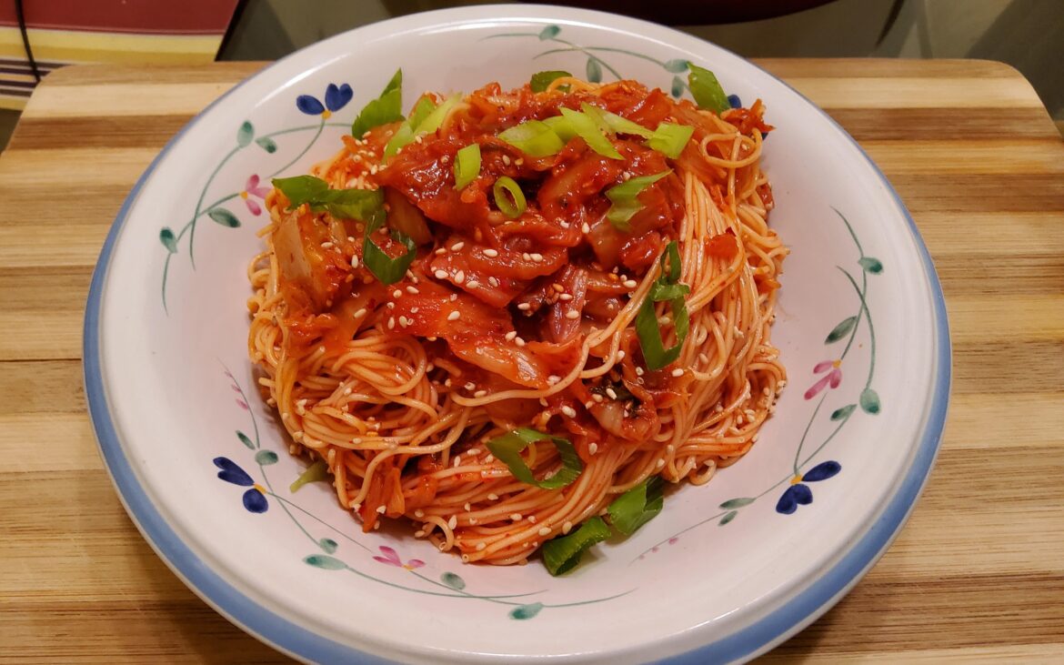 Kimchi Bibim Guksu (Spicy Cold Noodles with Kimchi)