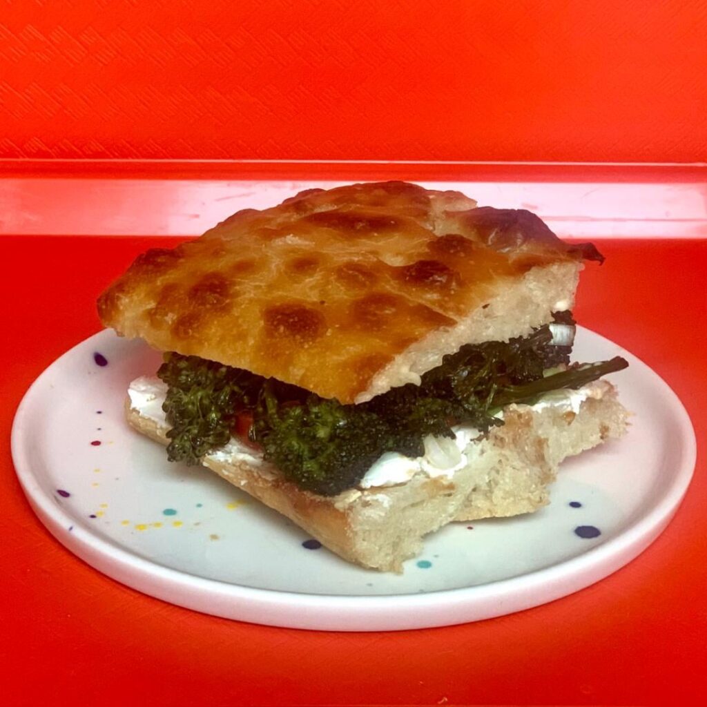 Broccolini + Cream Cheese on Focaccia