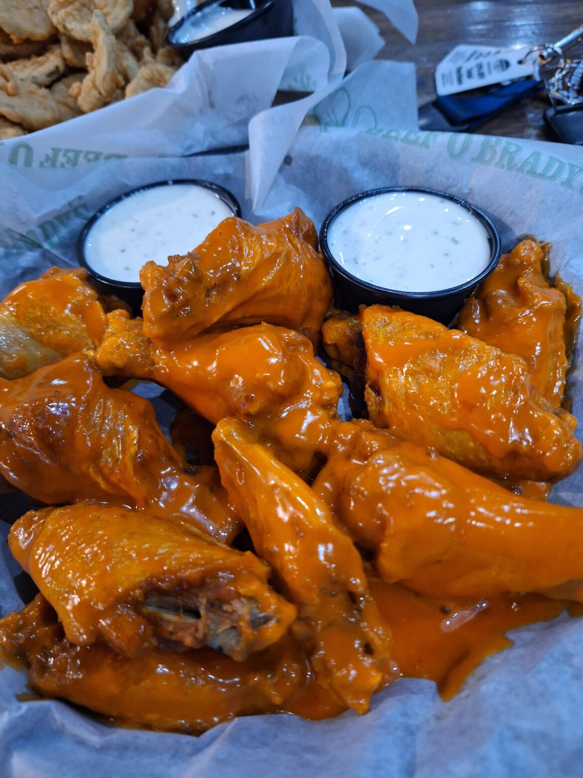Beef O' Bradys Buffalo hot wings in Orlando.