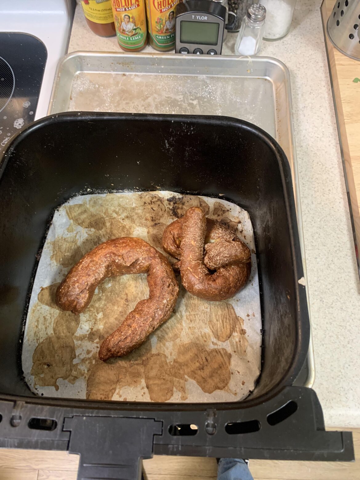 This is the kind of soft pretzels you can make if you’re willing to spend hundreds of dollars on a stand mixer and and special bread flour and spend hours making them from scratch