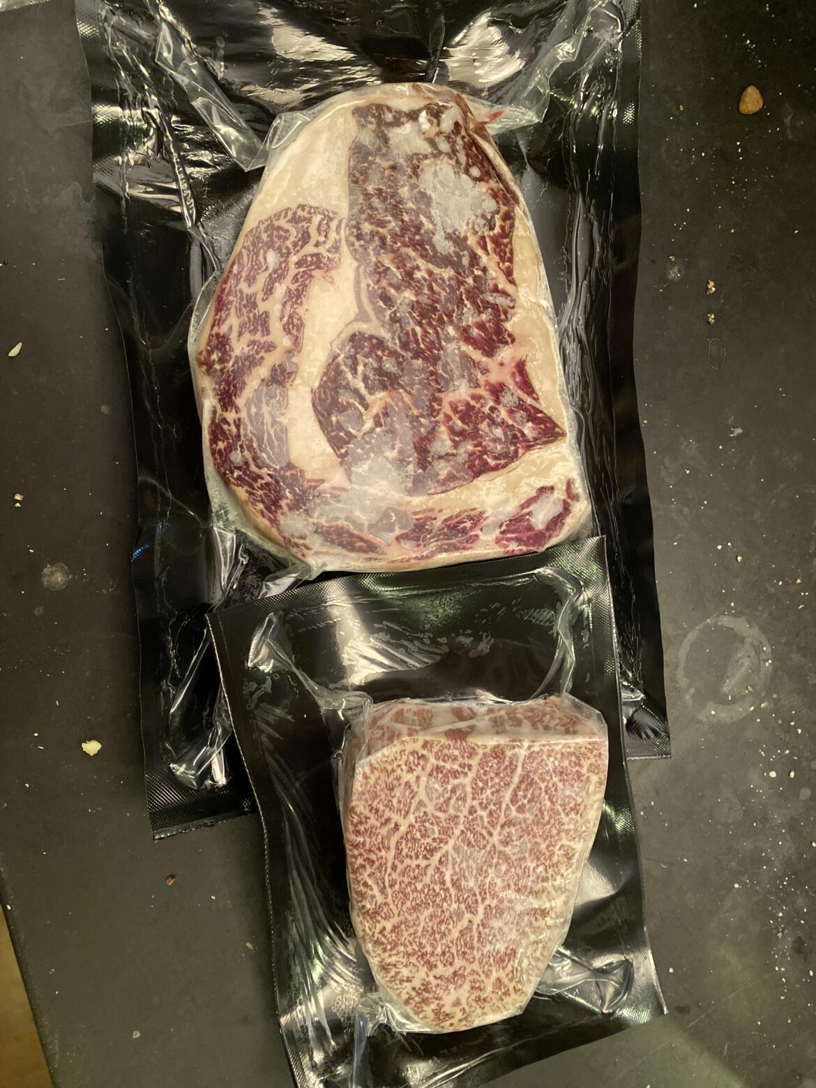 Australian wagyu ribeye and a5 baseball steak