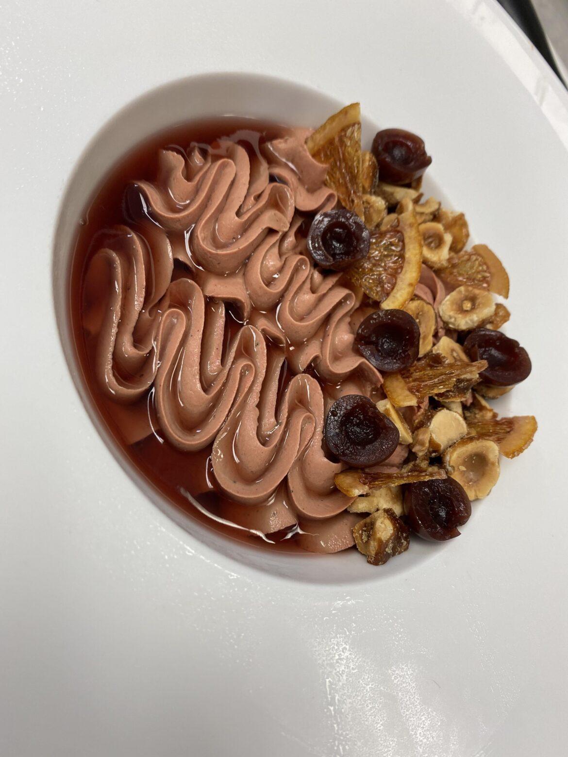 Chicken Liver, Griottine, Candied Orange, Hazelnut