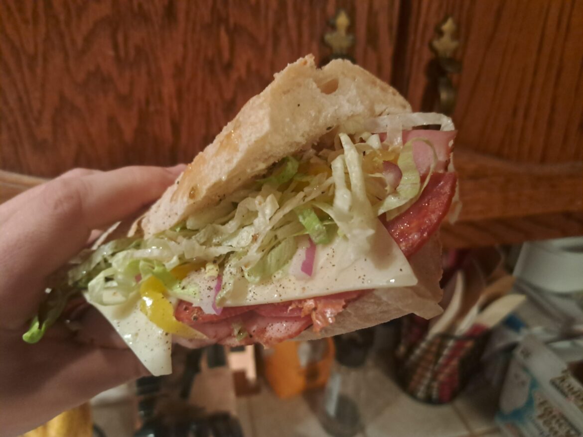 I eat my Italian sandwiches at night