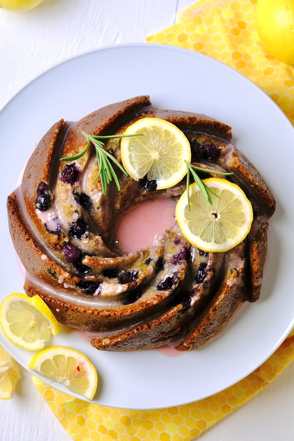 Lemon blueberry Bundt cake with Pomegranate Glaze