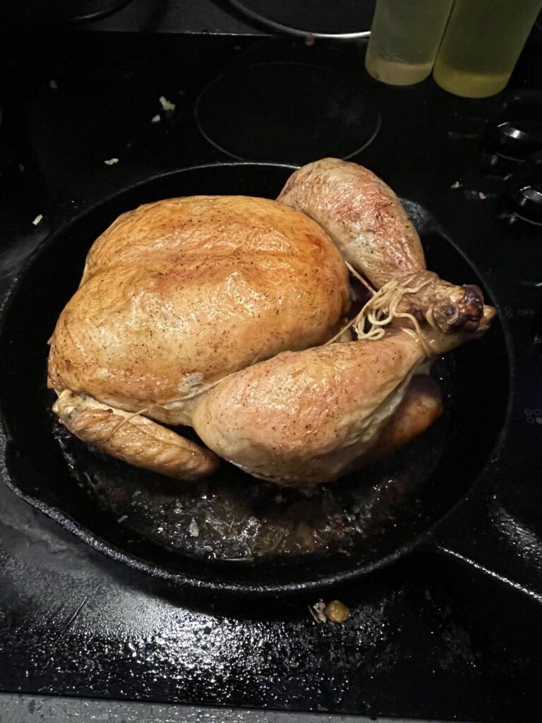 I roasted a chicken in my toaster oven following Kenji’s video.