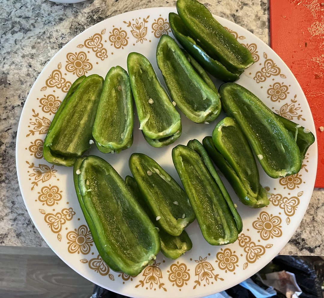Homemade cream cheese stuffed jalapenos wrapped with bacon I made today