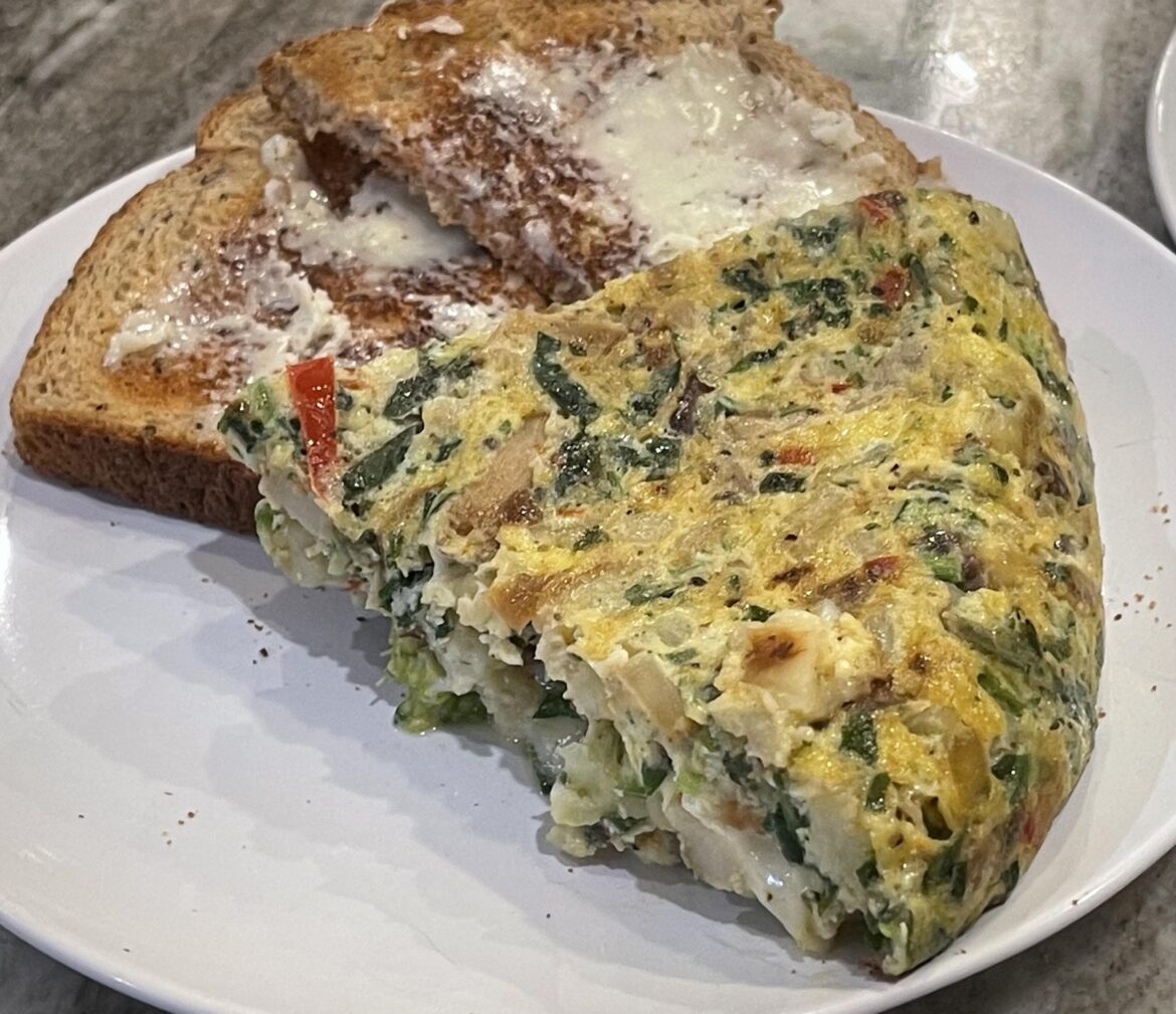 Vegetable and cheddar frittata