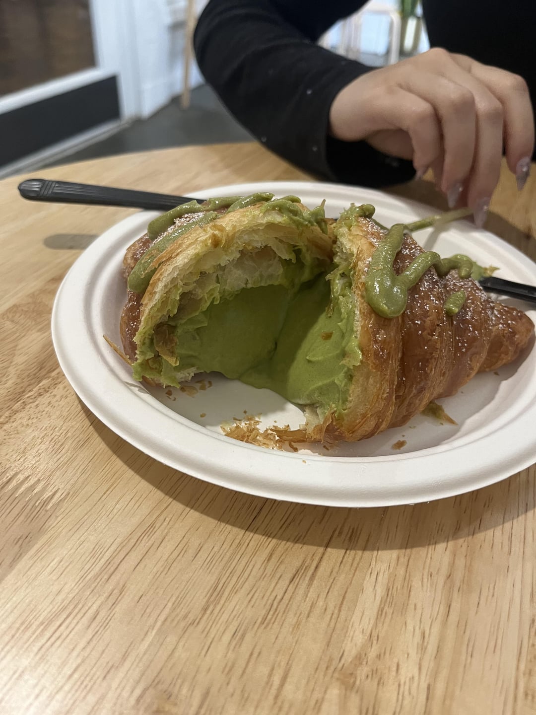 Matcha latte croissant & egg+cheese danish Dining and Cooking