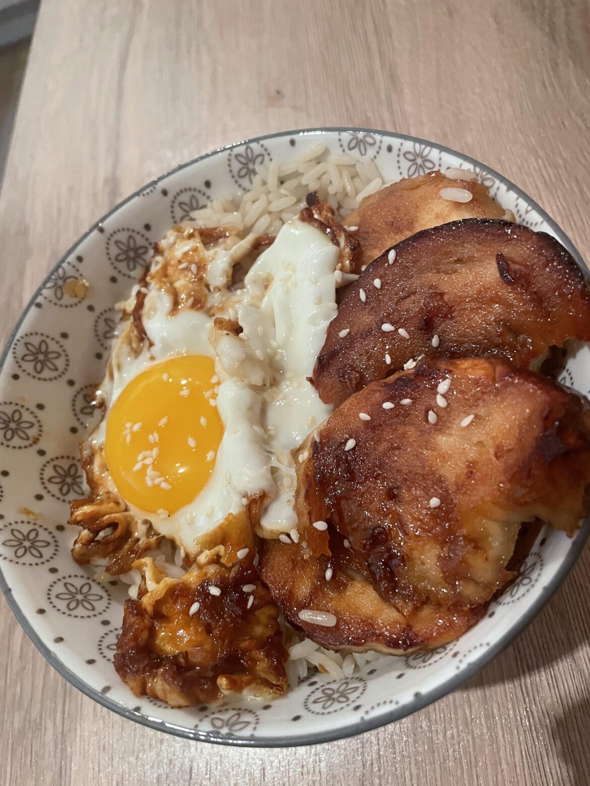 Leftover Special: Sticky chilli honey quorn roast, fried rice, and crispy soy sauce egg