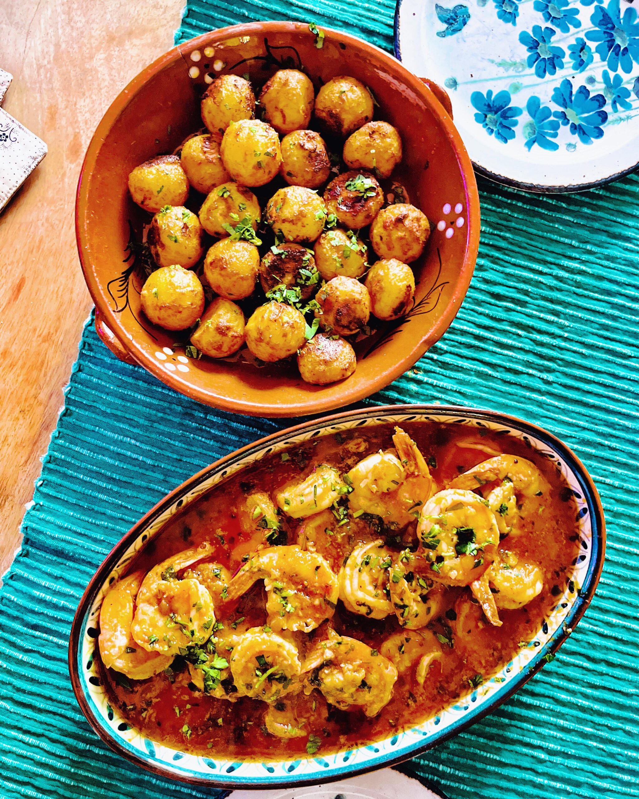 Portuguese garlic shrimp + paprikay pariesenne potatoes Dining and Cooking