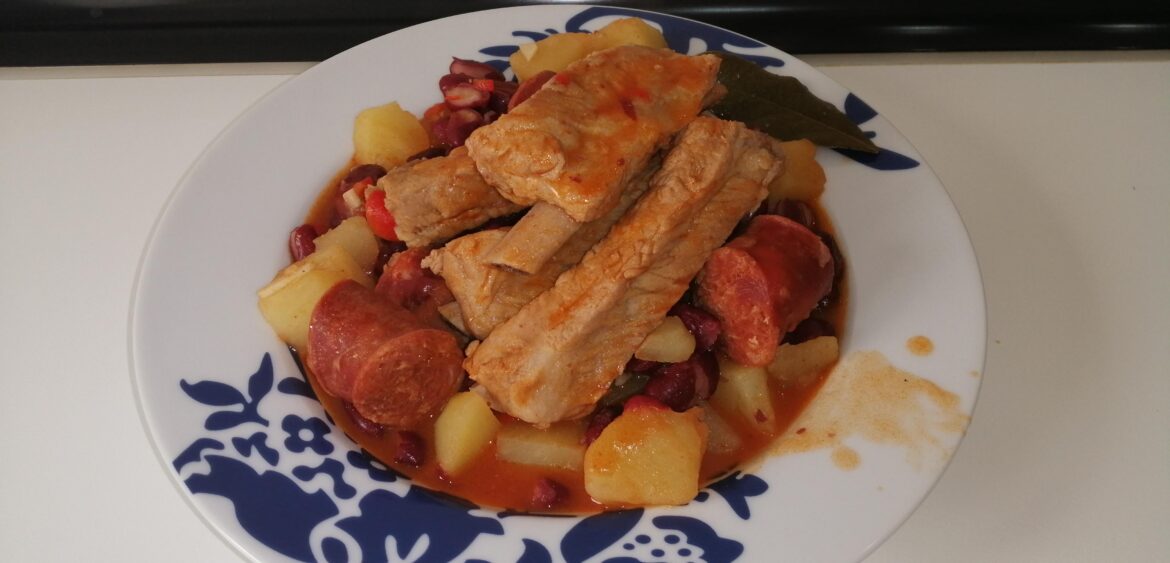 One Pot Red Beans Stew with Chorizo and Ribs